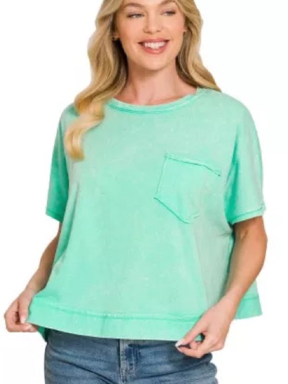 ZENANA ACID WASH OVERSIZED TOP